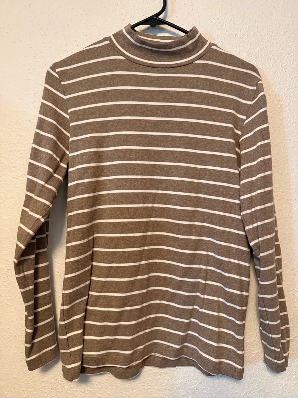 Muji Tan/White Striped Turtleneck